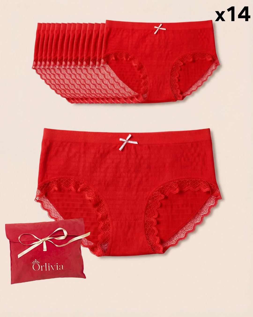 Lot de 14 Culottes Antibactériennes - Rouge