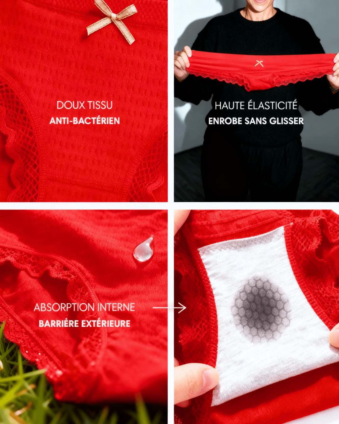 Lot de 7 Culottes Antibactériennes - Rouge