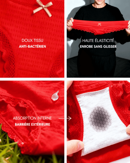 Lot de 7 Culottes Antibactériennes - Rouge